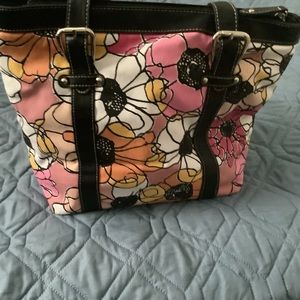 Croft & Barrow Floral Print Handbag with Black Accents